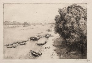 Seine Pont Nationalessa, 1914. tekijältä Auguste Louis Lepère