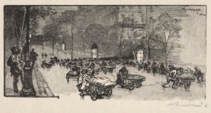 Boulevard, Faubourg Montmartren kulmassa tekijältä Auguste Louis Lepère