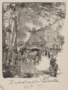 Boulevard lähellä Vaudevilleä. tekijältä Auguste Louis Lepère