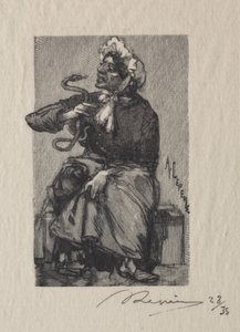 Käärmekauppias, 1889. tekijältä Auguste Louis Lepère