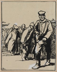 Saksalaisten vankien ryhmän maaliskuu, 1914. tekijältä Auguste Louis Lepère