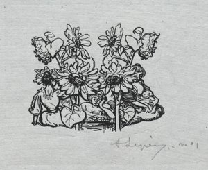 Pariisin almanakka, 1897: Tail-piece, kesä, 1897. tekijältä Auguste Louis Lepère
