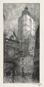 Kuvitettu Rouen: Suuri kello, 1888. tekijältä Auguste Louis Lepère