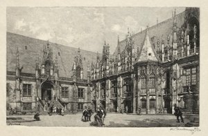 Kuvitettu Rouen: Oikeuspalatsi, 1896. tekijältä Auguste Louis Lepère