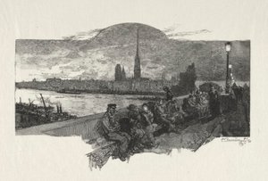 Kuvitettu Rouen: Kivien silta, 1896. tekijältä Auguste Louis Lepère