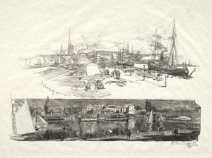 Kuvitettu Rouen: The New Quays-Ile La Croix, 1896. tekijältä Auguste Louis Lepère