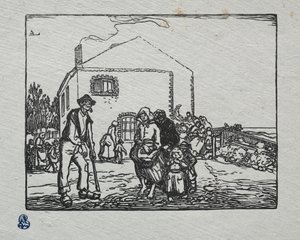 Kerjäläiset viimeisessä talossa, 1905. tekijältä Auguste Louis Lepère