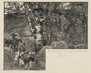 Metsästys Mont Gérardissa. tekijältä Auguste Louis Lepère