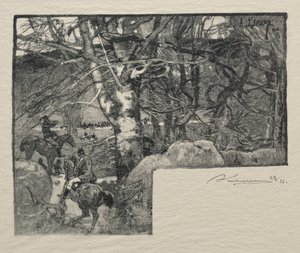 Koiran metsästys Mont Gerardissa tekijältä Auguste Louis Lepère