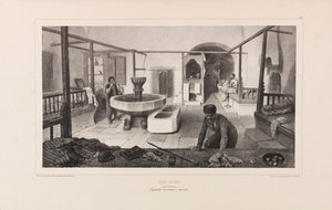 Tatari kylpy, lepohuone. Anatole de Demidoffin teoksesta Voyage dans la Russie, 1837. tekijältä Auguste Raffet