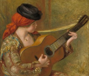Nuori espanjalainen nainen kitaran kanssa tekijältä Auguste Renoir