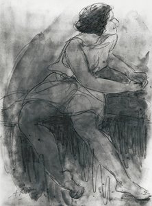 Isadora Duncan (1878-1927) (lyijykynä ja pesu paperille) tekijältä Auguste Rodin