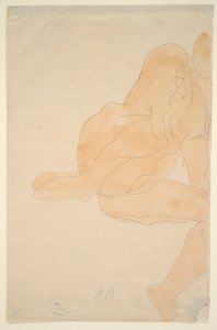 Alaston istuminen, polvi koholla tekijältä Auguste Rodin