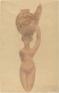 Alaston nainen kantaa maljakkoa päässä tekijältä Auguste Rodin