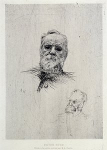 Victor Hugon (1802-1885) muotokuva, kuvitus The Gazettes de beaux Artsista tekijältä Auguste Rodin