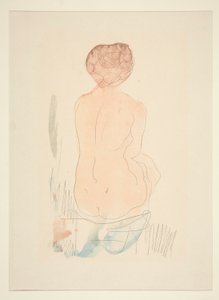 Istuva alaston, takaa katsottuna tekijältä Auguste Rodin