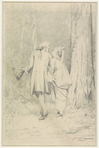 Retkeilypari metsässä tekijältä Auguste Serrure