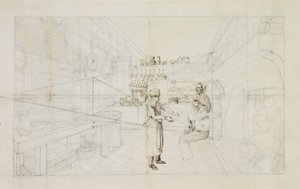 Keittiössä (kynä ja kynä ja muste paperille) tekijältä Auguste Theodule Ribot
