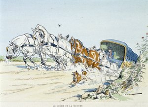 Valmentaja ja kärpänen - La Fontainen taruissa, ill. kirjoittanut Auguste Vimar (1851-1916), Tours, A, Mame & Son