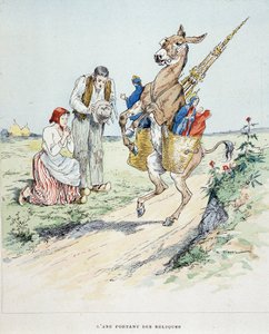Aasin jäännökset "" Fables de La Fontainen, ill. kirjoittanut Auguste Vimar (1851-1916), Tours, A, Mame & Fils