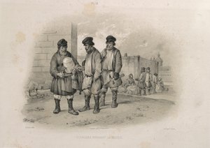 Rakentajat juovat Sbitenia: Pyhän Iisakin katedraalin rakentaminen, 1845 tekijältä Auguste de Montferrand