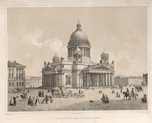Pyhän Iisakin katedraali Admiralteysky Prospektilta katsottuna Kuva: Pyhän Iisakin katedraalin rakentaminen, 1845
