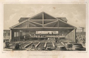 Kivimuurarien työpaja: Pyhän Iisakin katedraalin rakentaminen, 1845 tekijältä Auguste de Montferrand