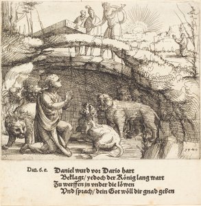 Daniel leijonien luolassa, 1549. tekijältä Augustin Hirschvogel