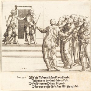 Ecce Homo, ja juutalaiset kieltävät Kristuksen, 1548. tekijältä Augustin Hirschvogel