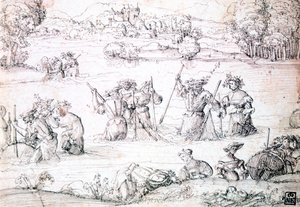 Fishing in the Rain, c1513-1553 tekijältä Augustin Hirschvogel