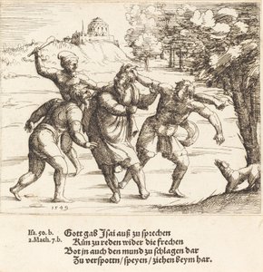Jesaja hyväksyy pilkkaa uskonsa tähden, 1549. tekijältä Augustin Hirschvogel