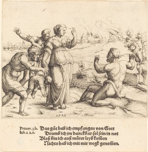Job saa tietää vastoinkäymisistään, 1549. tekijältä Augustin Hirschvogel