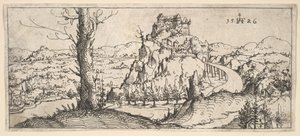 Maisema korkeilla kallioilla ja linnoituksilla, 1546. tekijältä Augustin Hirschvogel