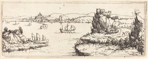 Maisema purjeveneillä, 1546. tekijältä Augustin Hirschvogel
