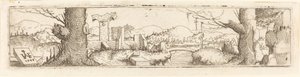 Maisema puron ja raunioiden kanssa, 1545. tekijältä Augustin Hirschvogel