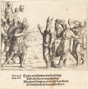 Melkisedek leivän ja viinin kanssa, 1547. tekijältä Augustin Hirschvogel