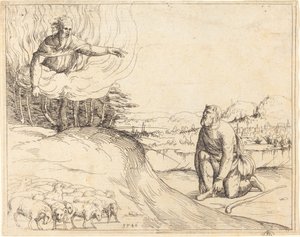 Mooses ja palava pensas, 1548. tekijältä Augustin Hirschvogel