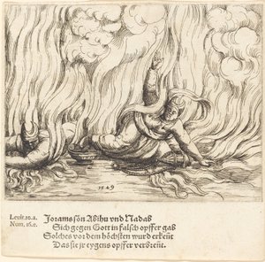 Nadab ja Abihu, 1549. tekijältä Augustin Hirschvogel