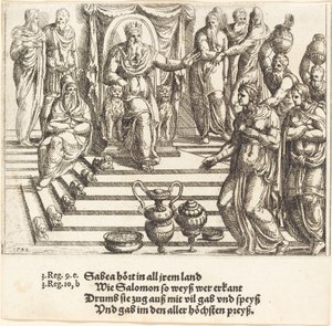 Saban kuningattaren vierailu Salomon luo, 1548. tekijältä Augustin Hirschvogel