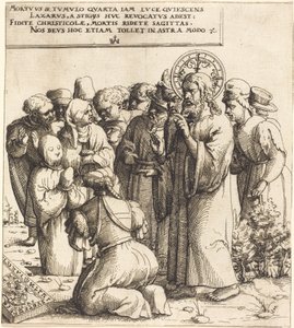 Lasaruksen herättäminen, 1545. tekijältä Augustin Hirschvogel