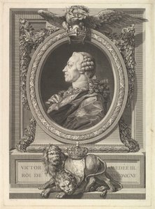 Sardinian kuninkaan Viktor Amadeus III:n muotokuva, 1777. tekijältä Augustin de Saint Aubin