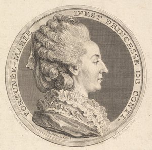 Contin prinsessan Fortunée-Marie dEstin muotokuvamitalin vedos, 1781. tekijältä Augustin de Saint Aubin