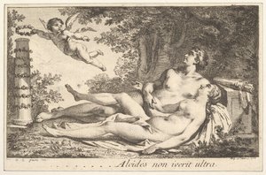 Pikkukuva elokuun nimen vieressä. de St. Aubin Vignette Augustin de S...n nimen vieressä, 1762. tekijältä Augustin de Saint Aubin