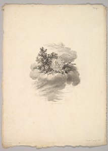 Vinjetti, jossa kolikko pilvessä, ruusut vasemmalla ja kyyhkyset alla ja oikealla..., 1778-80. tekijältä Augustin de Saint Aubin