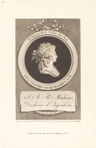 Marie-Thérèse-Charlotte, Angoulêmen herttuatar tekijältä Augustin de Saint Aubin after Piat Joseph Sauvage