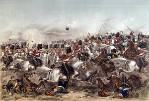 Balaclavan taistelu. Loistava Scots Greysin panos, 25. lokakuuta 1854, kaiverrettu Augustus Butler, julkaissut Stannard and Dixon, Lontoo, 6. tammikuuta 1855