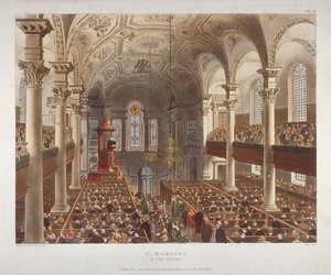 St Martin-in-the-Fieldsin kirkon sisustus, Westminster, Lontoo, 1809