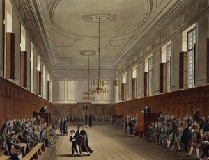 Eton School Room, "History of Eton Collegesta", osa "Historia of the Colleges", kaiverrettu Joseph Constantine Stadler (fl.1780-1812) pub. kirjoittanut R. Ackermann, 1816 (akvatinta) tekijältä Augustus Charles Pugin