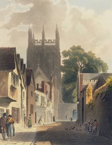 Harakka Lane, Oxford, J. Bluckin (fl.1791-1831) pub. kaivertama kuva "Oxfordin historiasta". R. Ackermann, 1813 (värillinen akvatinta) tekijältä Augustus Charles Pugin