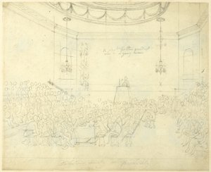 Tutkimus Piccadillyssä sijaitsevaa keskusteluseuraa varten, Lontoon mikrokosmoksesta. tekijältä Augustus Charles Pugin